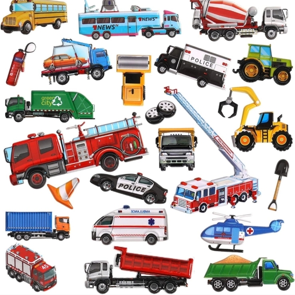 Colorful Construction and Emergency Vehicle Toy sticker Set - Picture 4 of 4